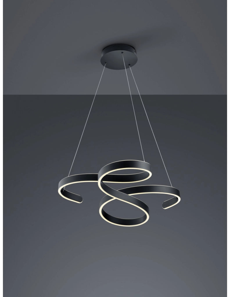 Sospensione Francis Vortici Antracite Led 52w Dimmerabile Trio Lighting