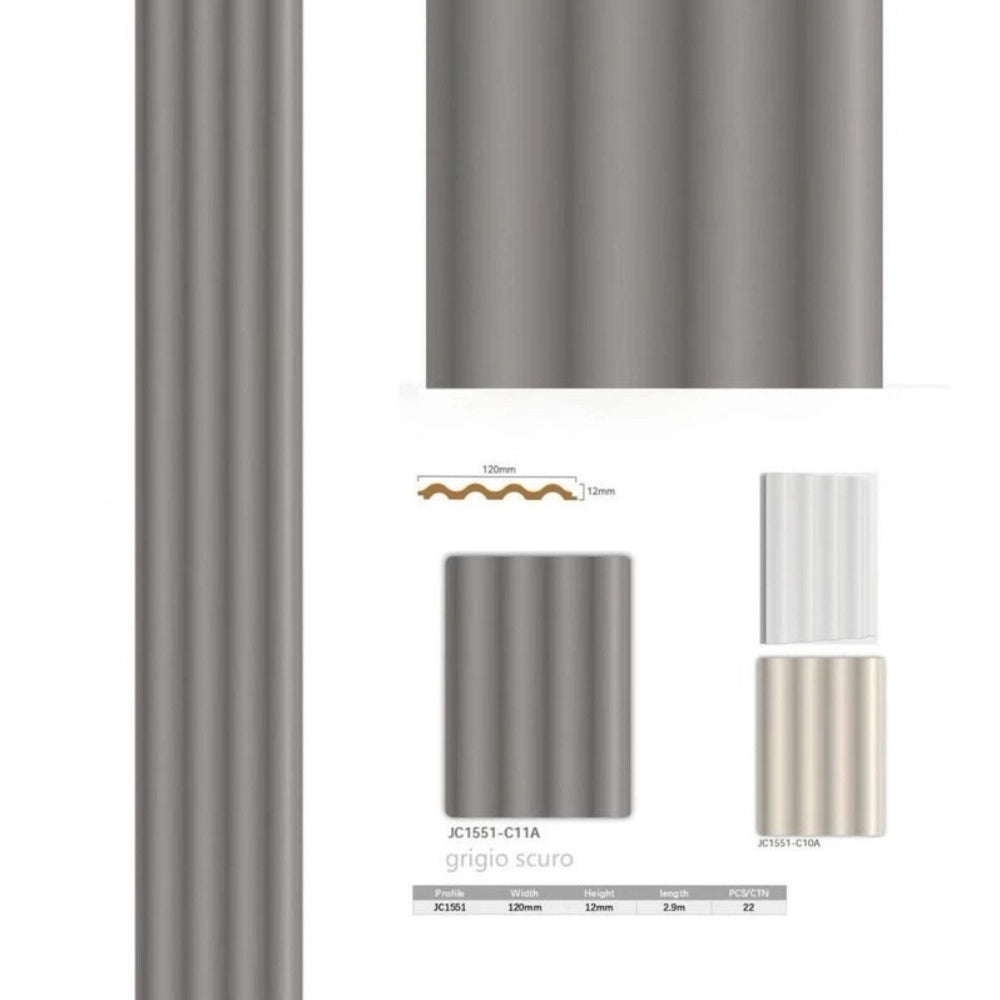 Trade Shop - Pannello Decorativo 3d Da Parete Grigio Scuro 120x290 Cm In Ps Design Ondulato -