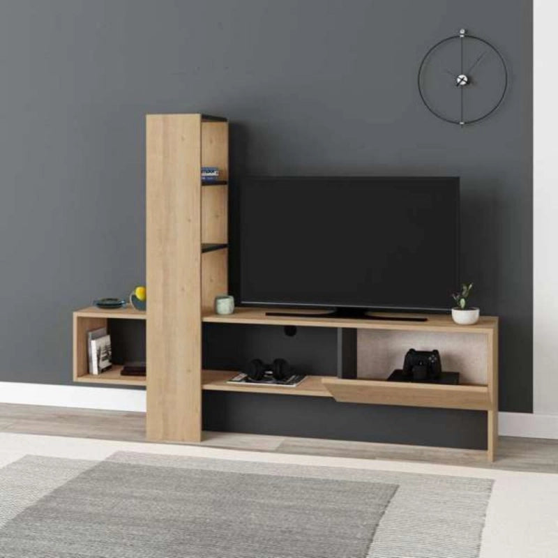 Mobile porta TV Troya rovere antracite con anta a ribalta