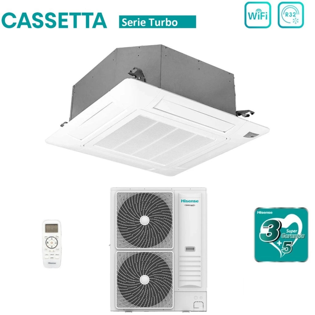 Condizionatore a Cassetta Hisense Turbo 48000 Btu AUC140UR4RKC8 R-32 Wi-Fi Optional con Telecomando e Pannello Incluso