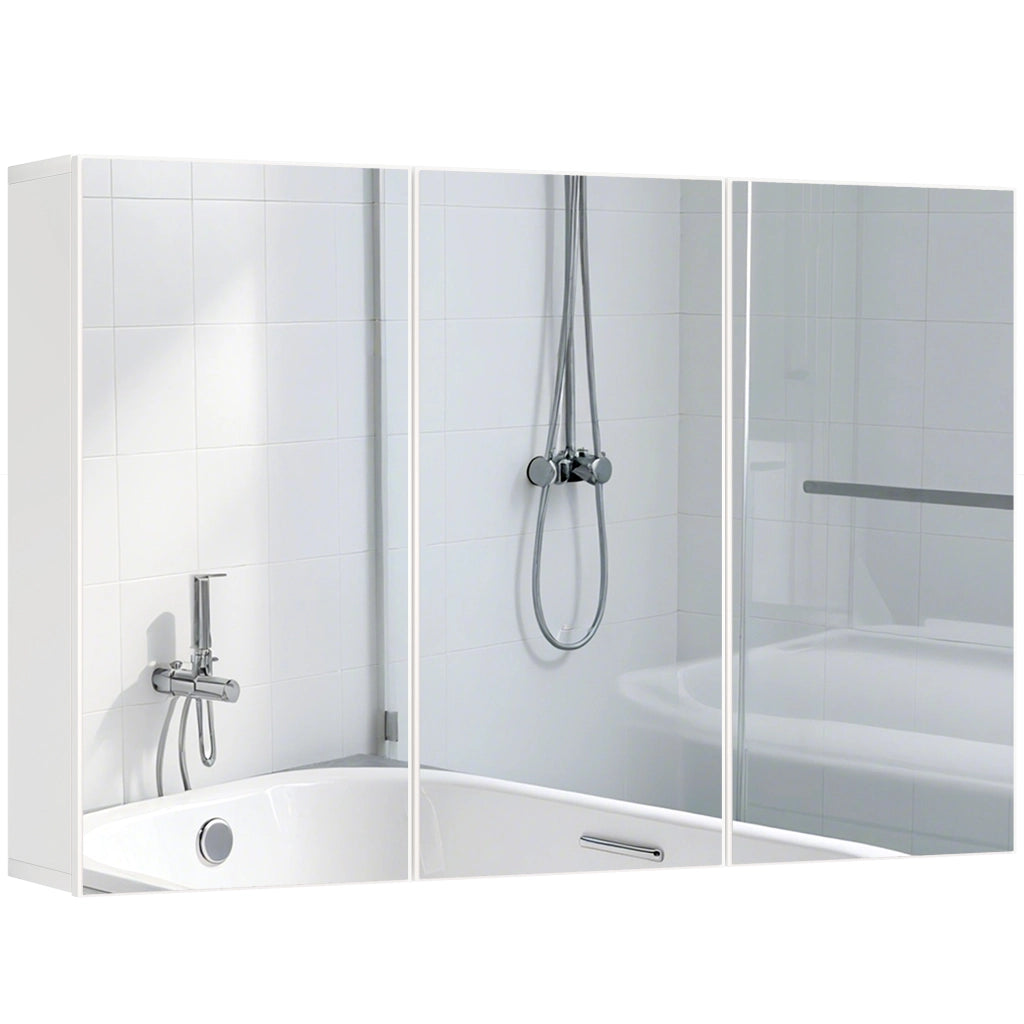 Specchio Armadietto Bagno con 3 Ante ¨C Zephmum ¨C Bianco 90x15.5x60 cm