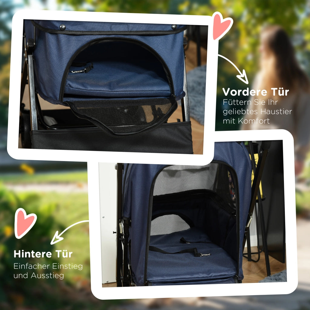Carrello Portacani Pieghevole con Cesto ¨C zephmum ¨C Blu