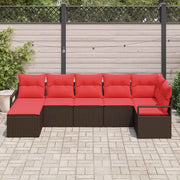 Set di divani con cuscino 7 pcs Marrone polyrattan