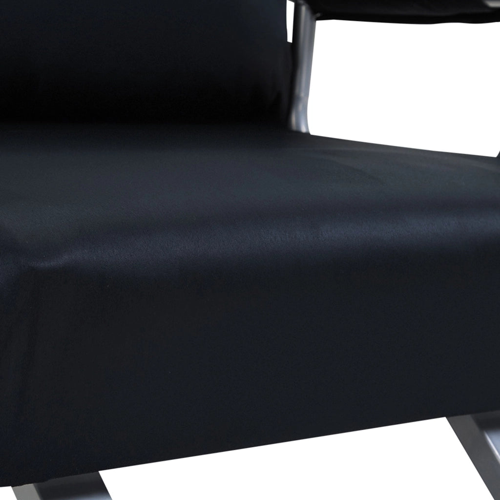 Poltrona Letto Singolo 65x69x80 cm Schienale Reclinabile su 5 Posizioni Nero