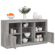 Credenza con Luci LED-Buffet-Armadio da cucina Grigio Sonoma 123x37x67 cm 554883