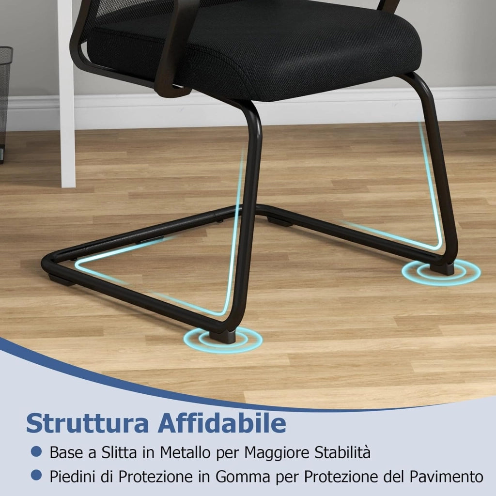 Sedie Sala d'Attesa con Braccioli, Poltrona da Ufficio con Struttura in Metallo, Sedia Imbottita Senza Ruote, per Ospiti per Ufficio Riunioni Conferenza, 62 x 59 x 94 (1)