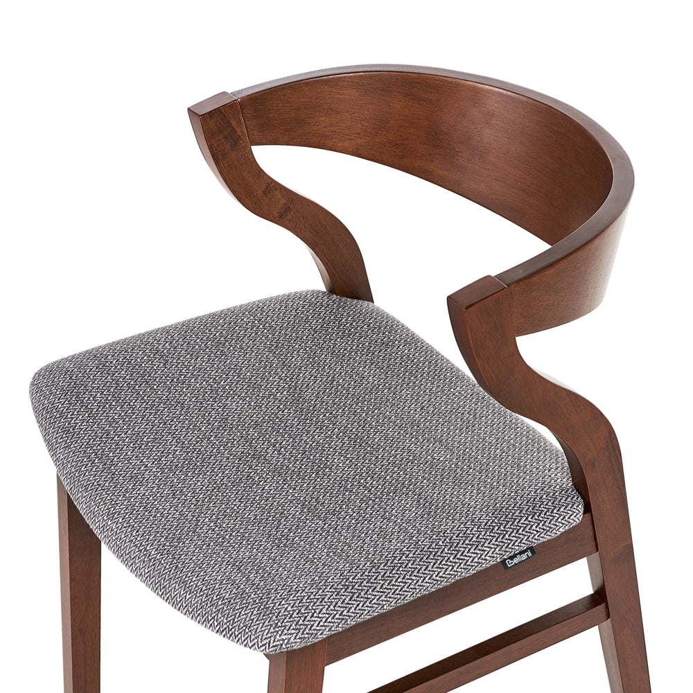 Set di 2 sedie da pranzo in legno scuro e compensato grigio tessuto in poliestere gambe in legno di caucciù stile retrò tradizionale