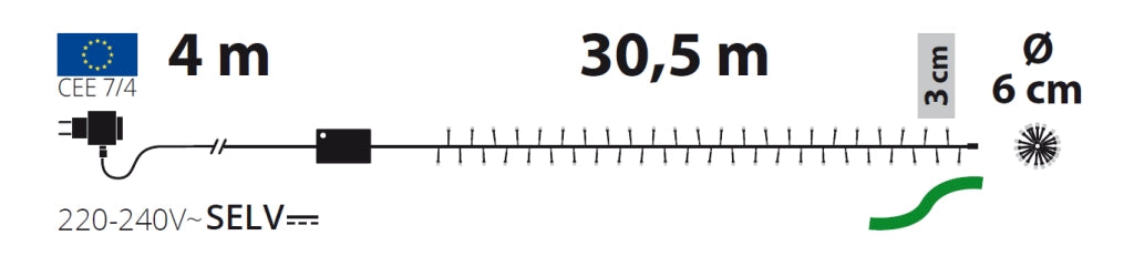 Catena Nastro ø6cm NTLG 1000 MiniLED BIANCO cavo Verde 4+30,5m