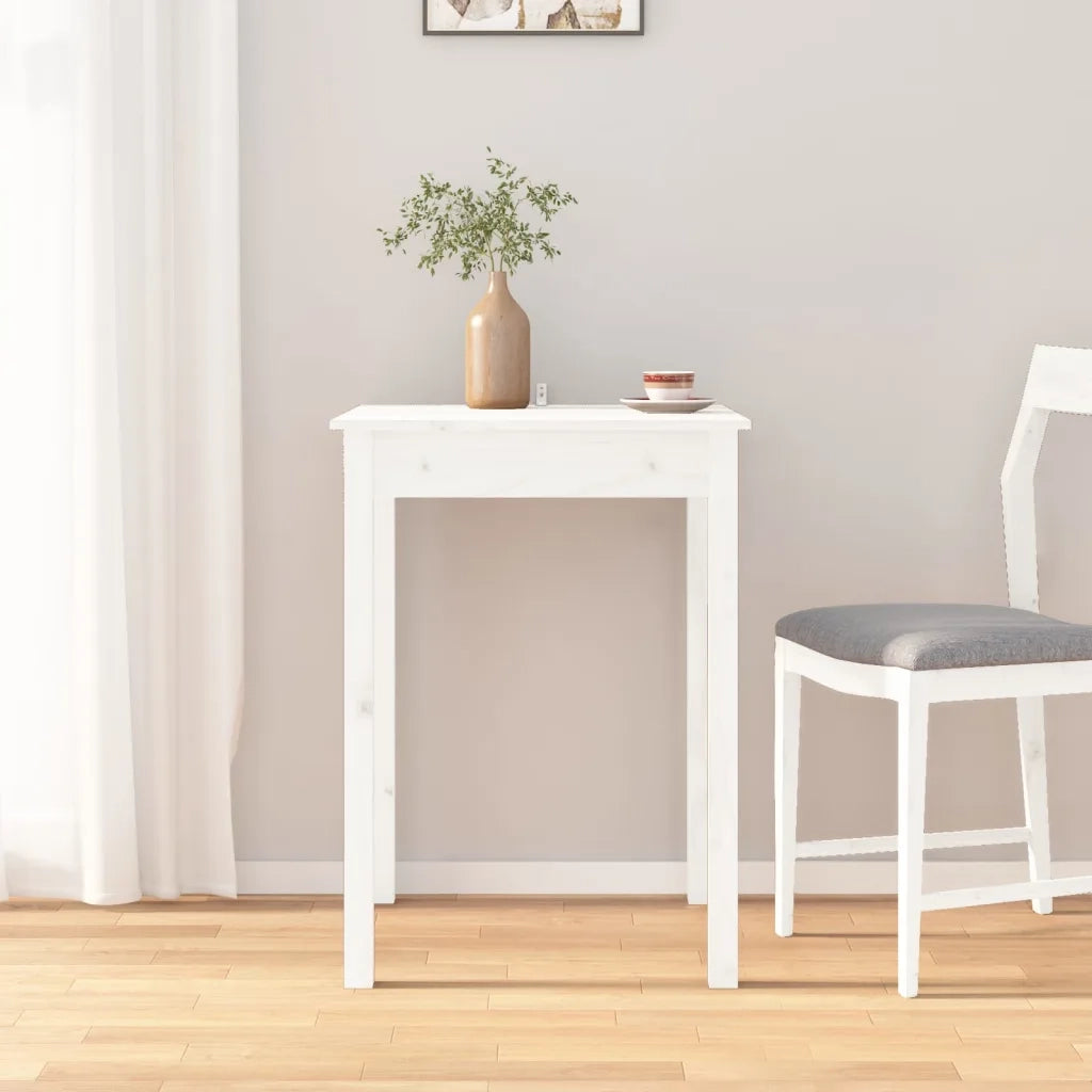 Tavolo da Pranzo | Tavolo da cucina Bianco 55x55x75 cm in Legno Massello di Pino