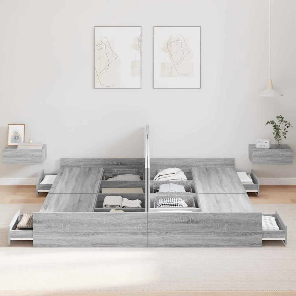 Struttura letto con contenitore Grigio Sonoma 200 x 200 cm 3335266