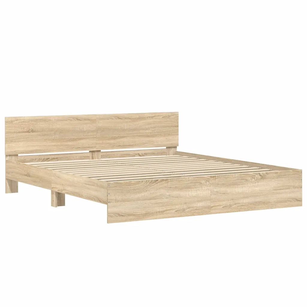 Giroletto con Testiera-Struttura Letto con testiera Rovere Sonoma 200x200 cm
