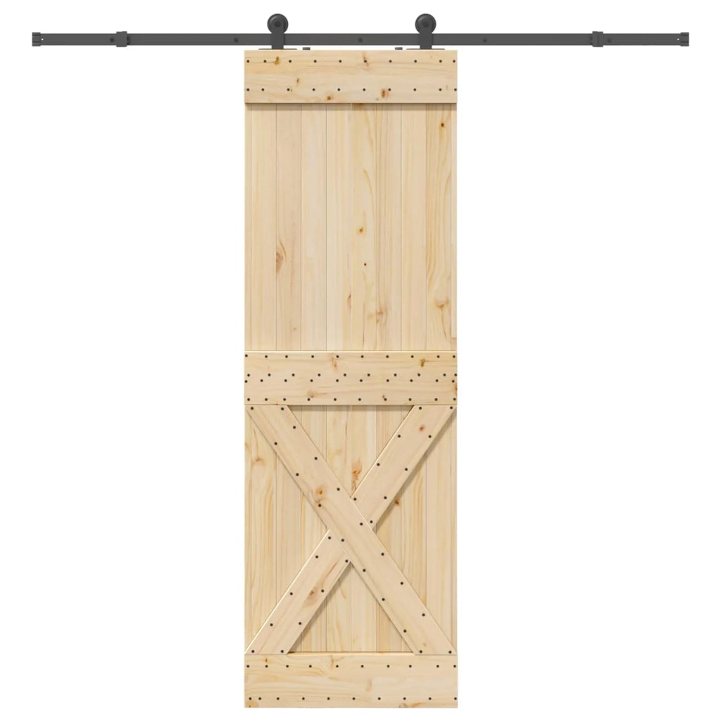 Porta scorrevole NARVIK Naturale e Nero 70 x 210 cm (213,5 cm)