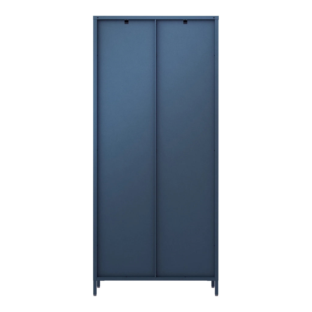 Mobiletto/scaffale in acciaio e vetro con ante in vetro 180 x 80 x 35 cm blu navy 03_0008935