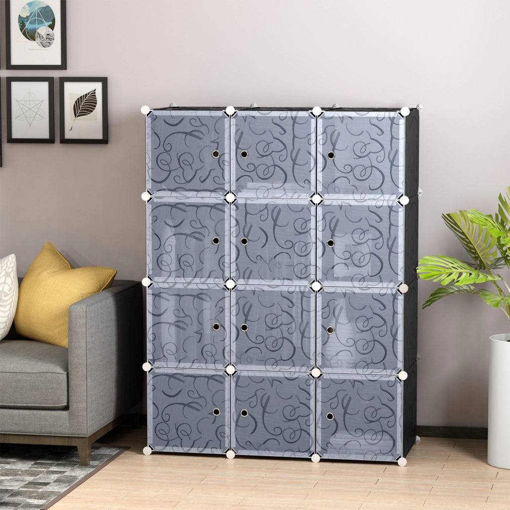 Armadio a cubi con 2 grandi e 9 piccoli moduli ¨C zephmum ¨C nero 111x47x145 cm