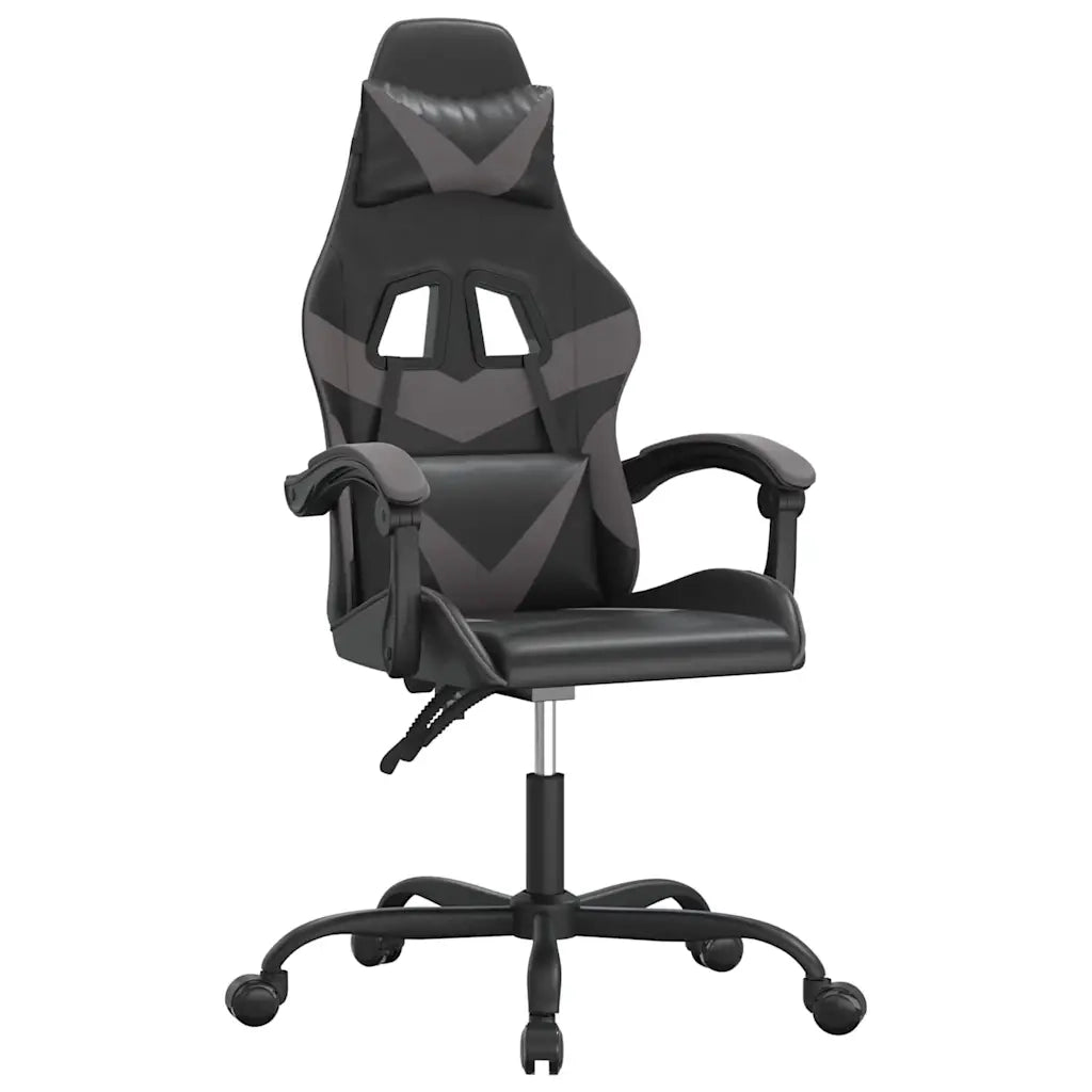 Sedia da Gaming | Sedia da e-sports Girevole Nera e Grigia in Similpelle