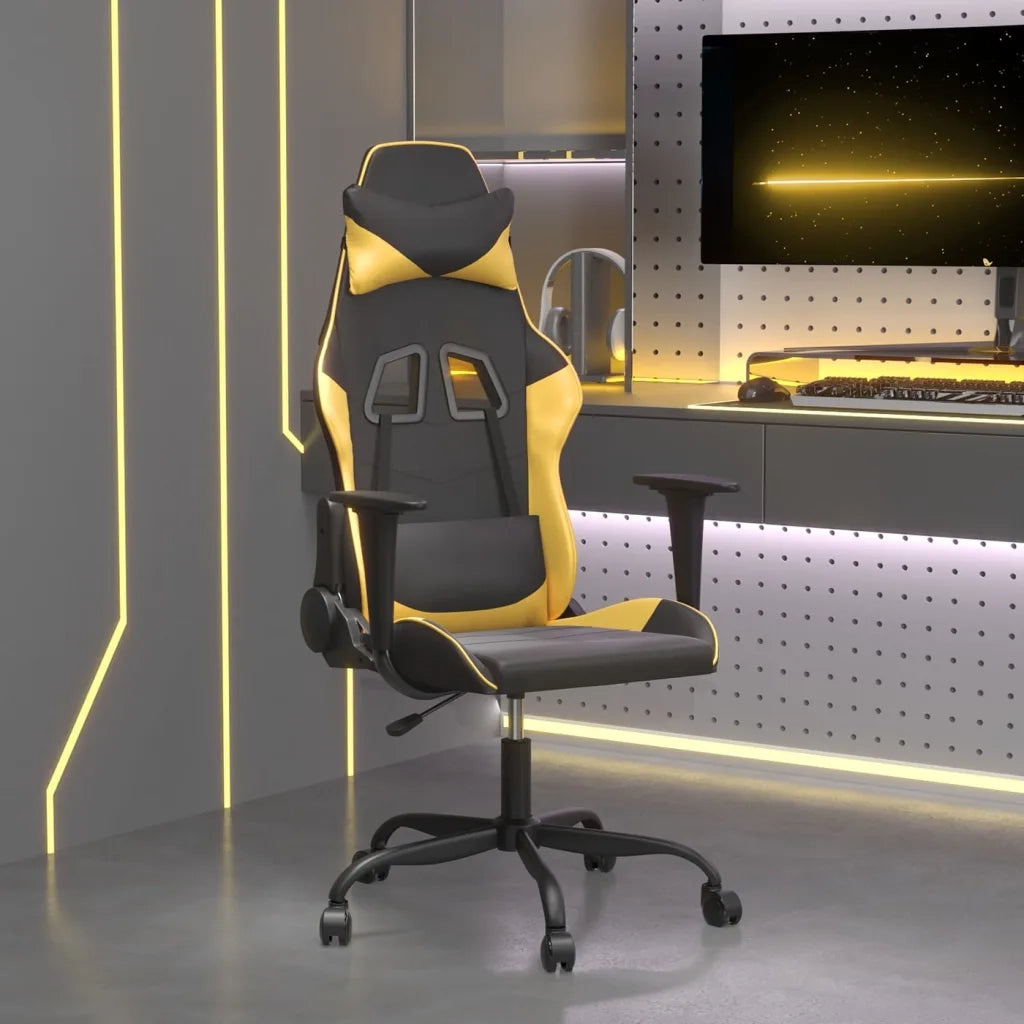 Sedia da Gaming | Sedia da e-sports Nera e Oro in Similpelle