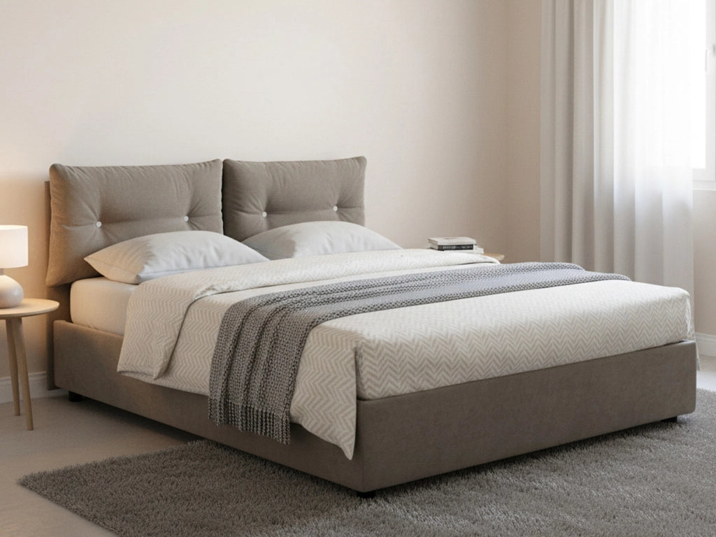 Agamennone, Letto Piazza e Mezza Sfoderabile Made in Italy, Grigio Tortora