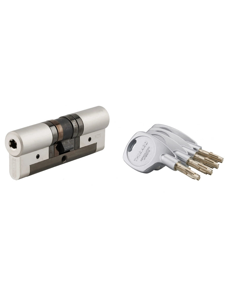 Cilindro europeo Cobra 2+ 43X43mm Nichelato, anti effrazione, antiscasso, antitrapano, 5 chiavi ergonomiche  - THIRARD