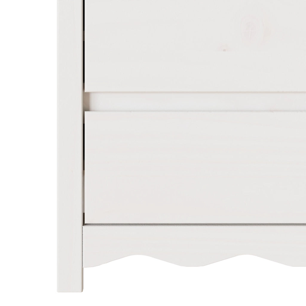Cassettiera  "DRAMMEN" Bianca 76,5x40x91 cm Legno Massello Pino