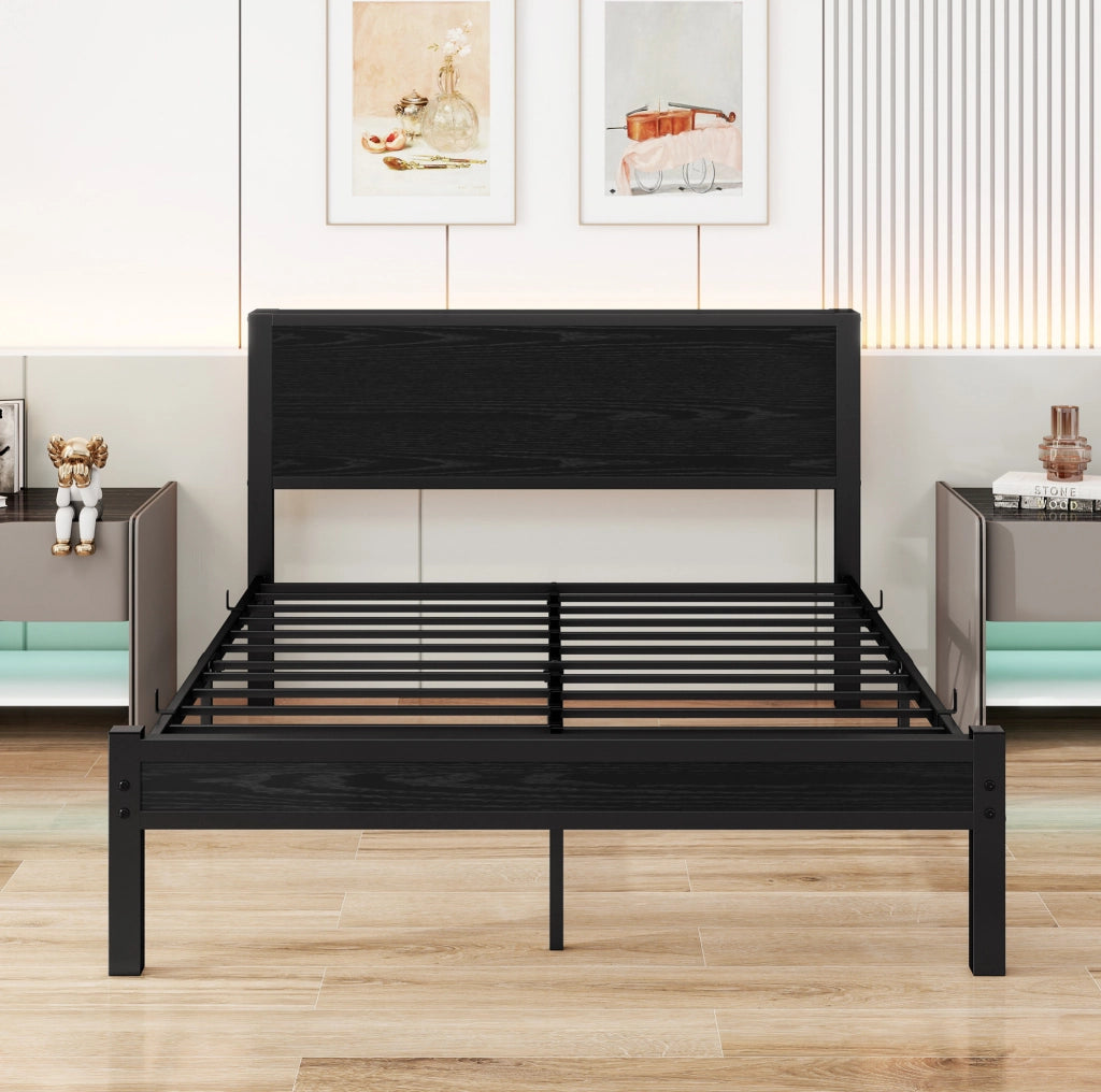 Letto singolo 120x200 cm in metallo e MDF con vano contenitore