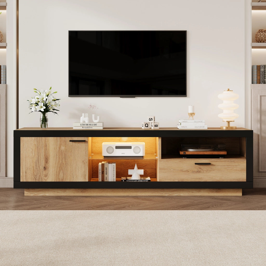 Cassettiera TV nera ed ebano in truciolare lunghezza 160 cm