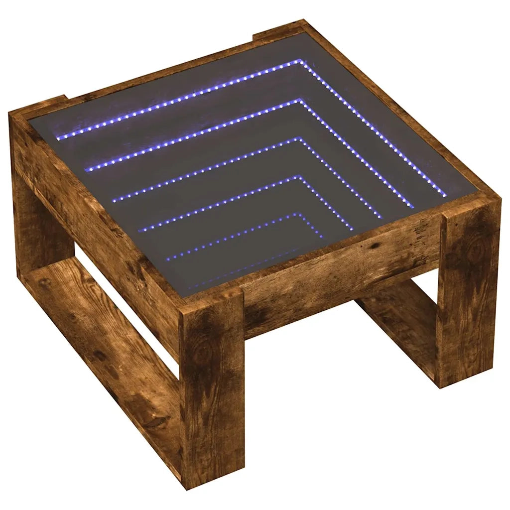 Tavolino da salotto | Tavolino da caff¨¨ | Tavolino da Soggiorno con LED Infinity Rovere Fumo 50x53x30 cm