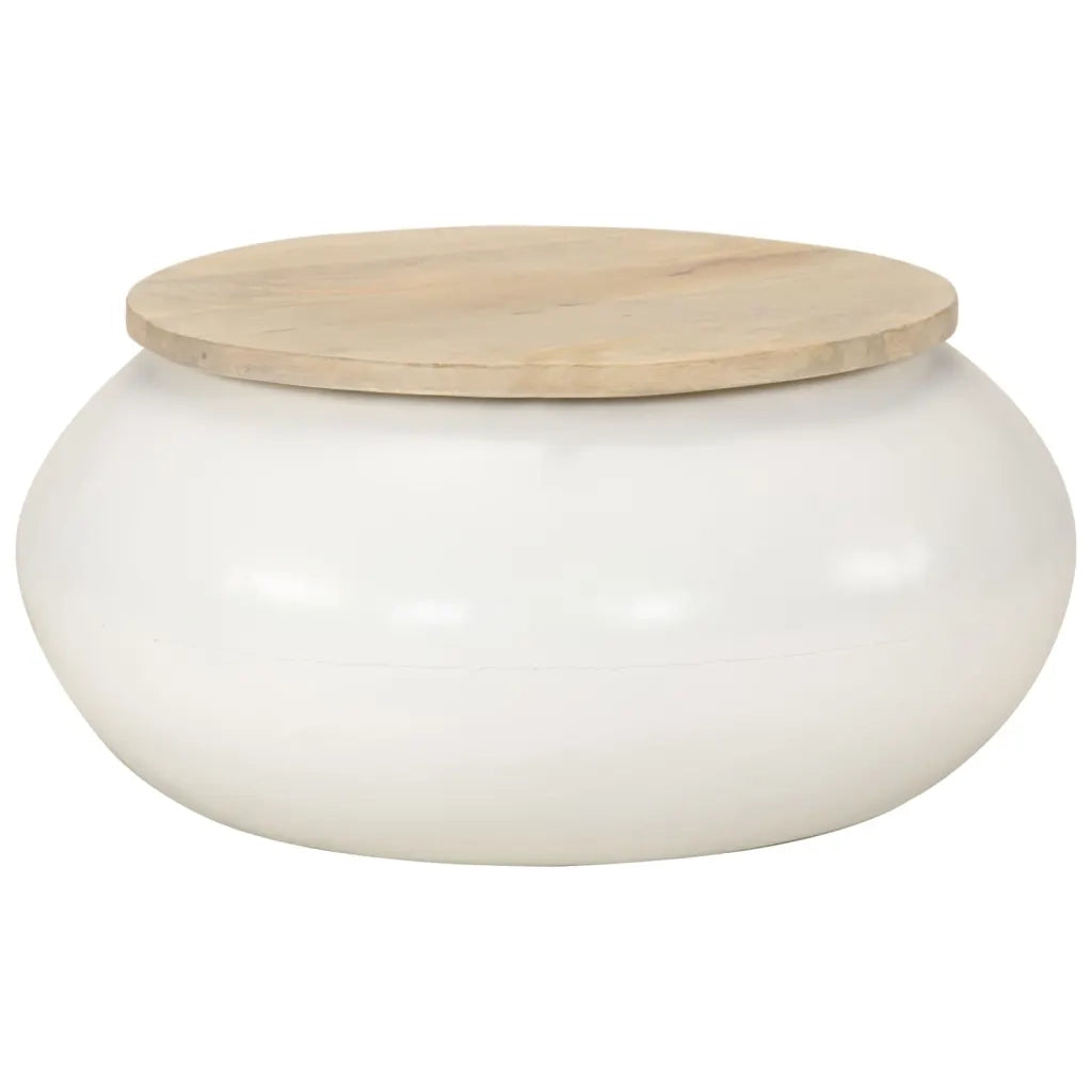 vidaXL Tavolino da Salotto Bianco 51x51x27 cm Legno Massello di Mango