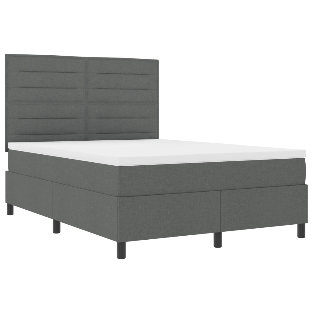 Letto con Box Spring e Materasso & LED Grigio Scuro 160x200 cm Tessuto