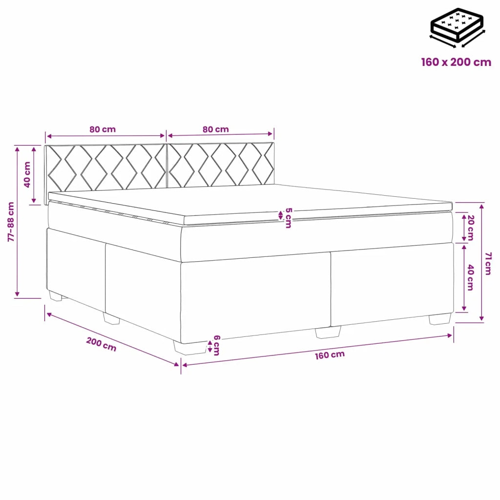 Letto box spring con materasso Grigio Chiaro 160 x 200 cm 3450523