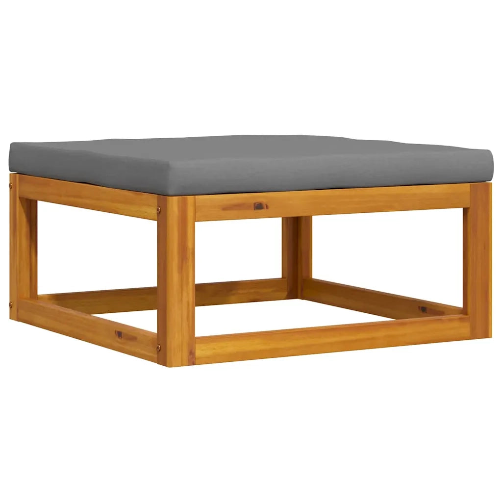Sedia da giardino-Poggiapiedi con Cuscino Grigio Scuro in Massello d'Acacia 832934