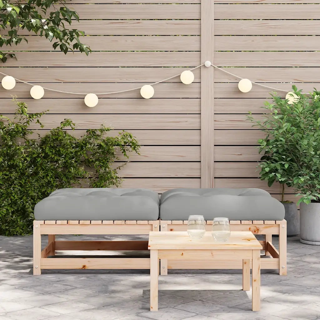 Sedia da giardino-Poggiapiedi da Giardino con Cuscini 2 pz Legno Massello di Pino 824156