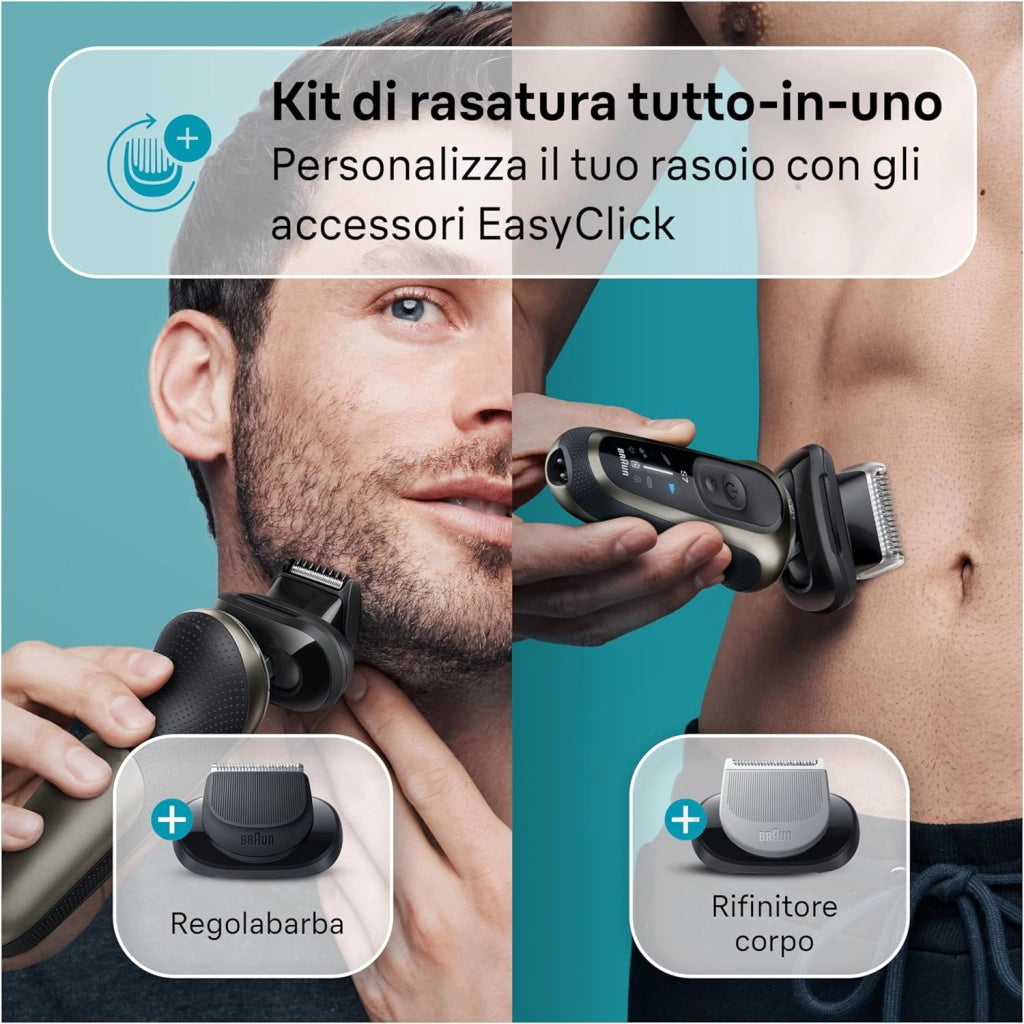 Braun Serie 7 Rasoio Elettrico Barba, Wet&Dry, Regolabarba Uomo, Rasoio Barba, 60 Min di Utilizzo, Stazione Smartcare 4in1, +2 Accessori, Senza Fili,100% Impermeabile, Regolabarba Braun 72-C7650cc Oro