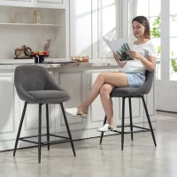 Set di 2 sgabelli da bar con rivestimento in corda e gambe in acciaio, Grigio