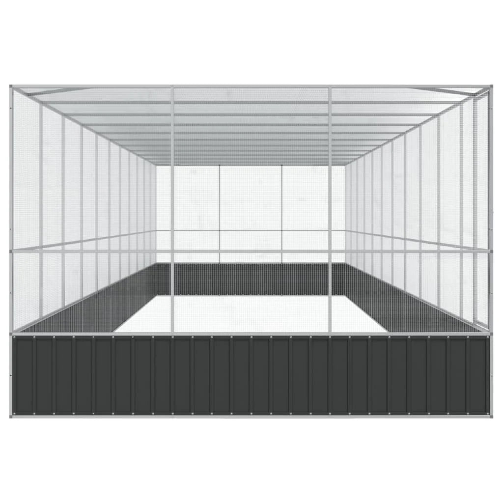 Voliera a gabbia con estensione in argento 1139 x 307 x 212 cm acciaio argento 02_0045646