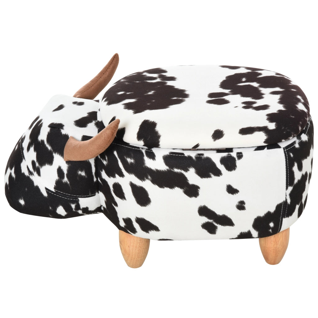 Pouf Sgabello con Stampa Maiale e Stauraum ¨C Zephmum ¨C Nero+Bianco 62x35x36 cm
