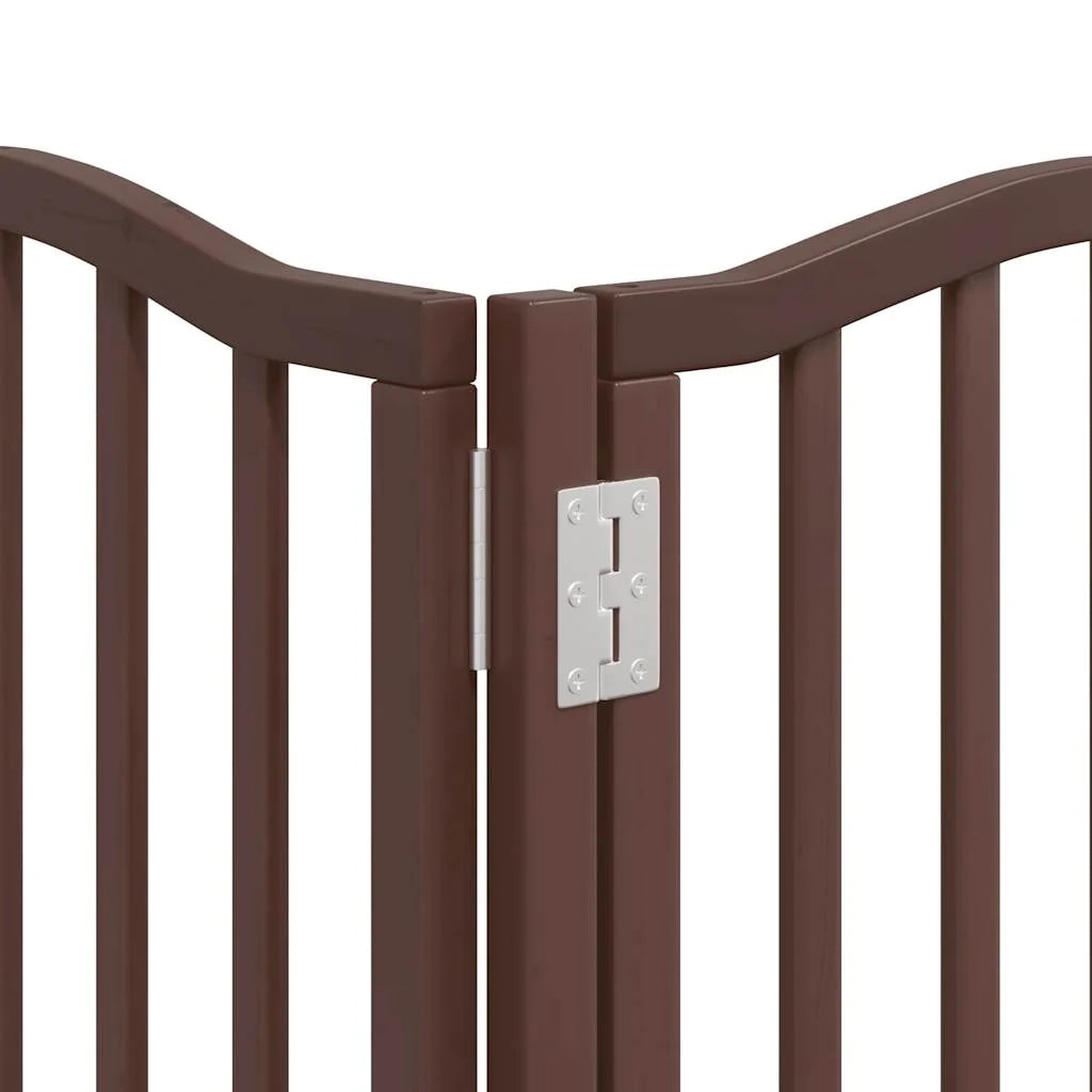 Cancelletto di sicurezza per animali domestici porta pieghevole 15 pannelli legno di pioppo marrone 02_0023212