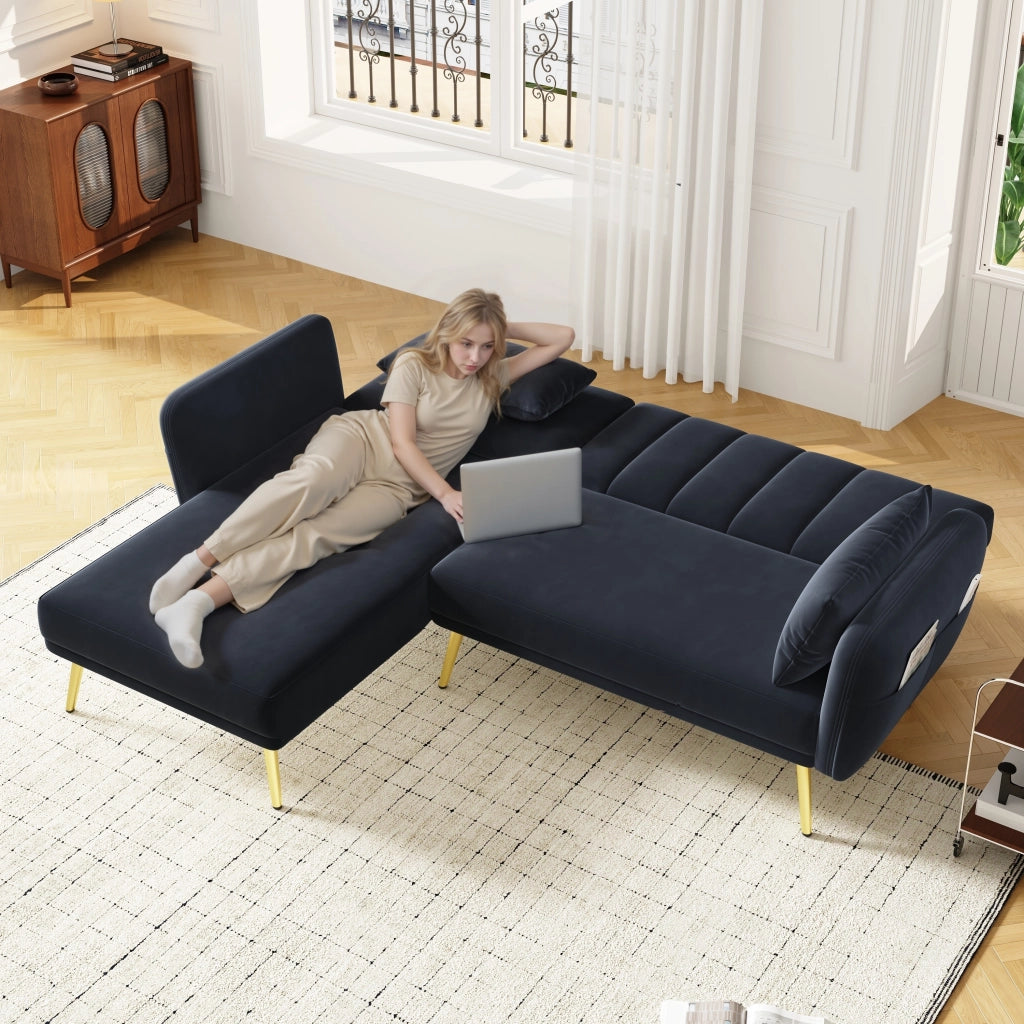 Divano Letto Angolare con Funzione Letto ¨C MINIMAL ¨C Tessuto, Estraibile