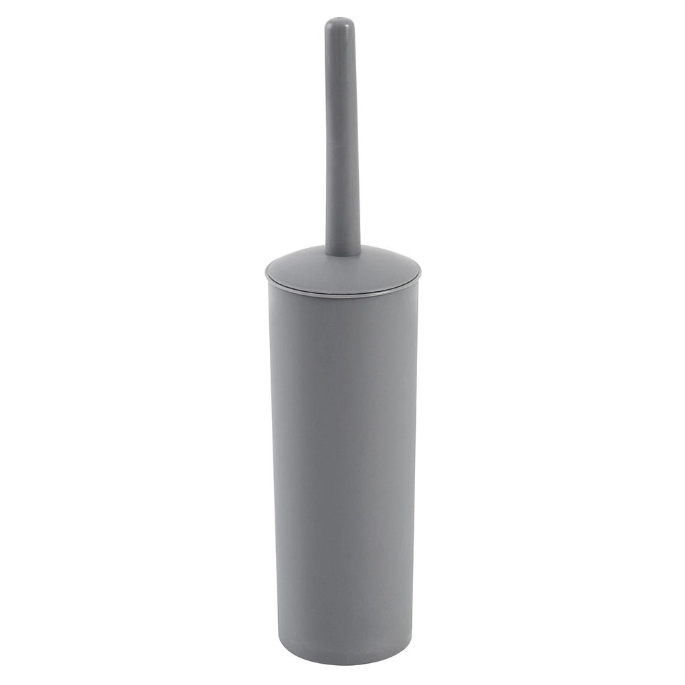 Portascopino wc da appoggio tondo grigio in plastica con scopino
