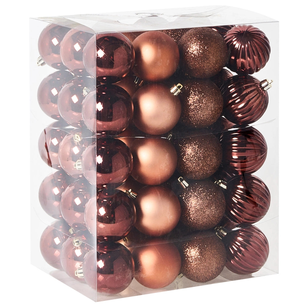 Set di 60 palline di Natale in plastica Decorazioni natalizie da appendere Albero di Natale Stile moderno Marrone