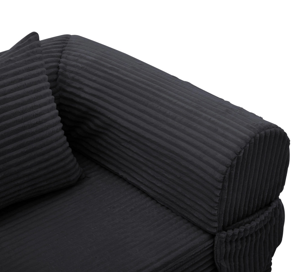 Poltrona letto singola 2 in 1 in velluto a coste nero