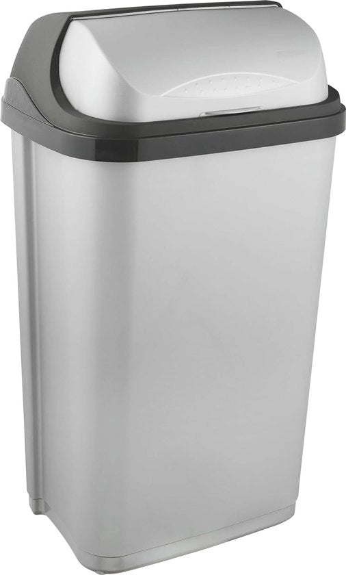 Cestino con coperchio a scatto - 50 L - Argento