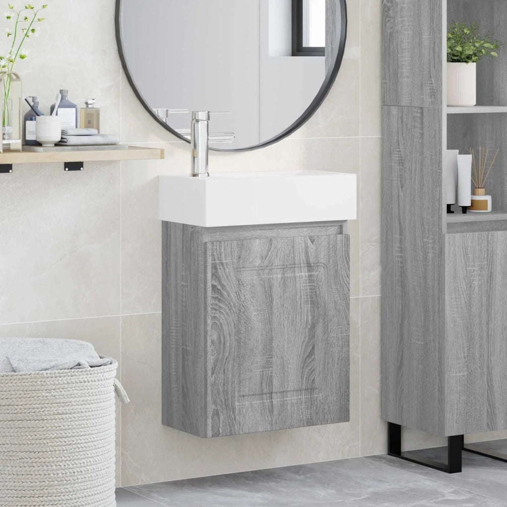 Mobile bagno con rubinetto Sonoma grigio 45,5 x 22,5 x 84 cm 889467