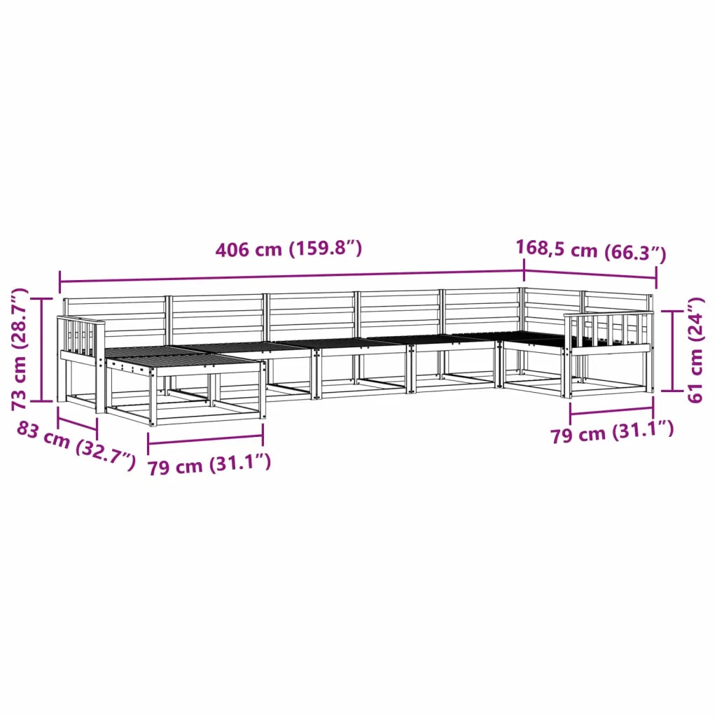 Set di divani da esterno 7 pcs Bianco Legno di Acacia Massello 3386753