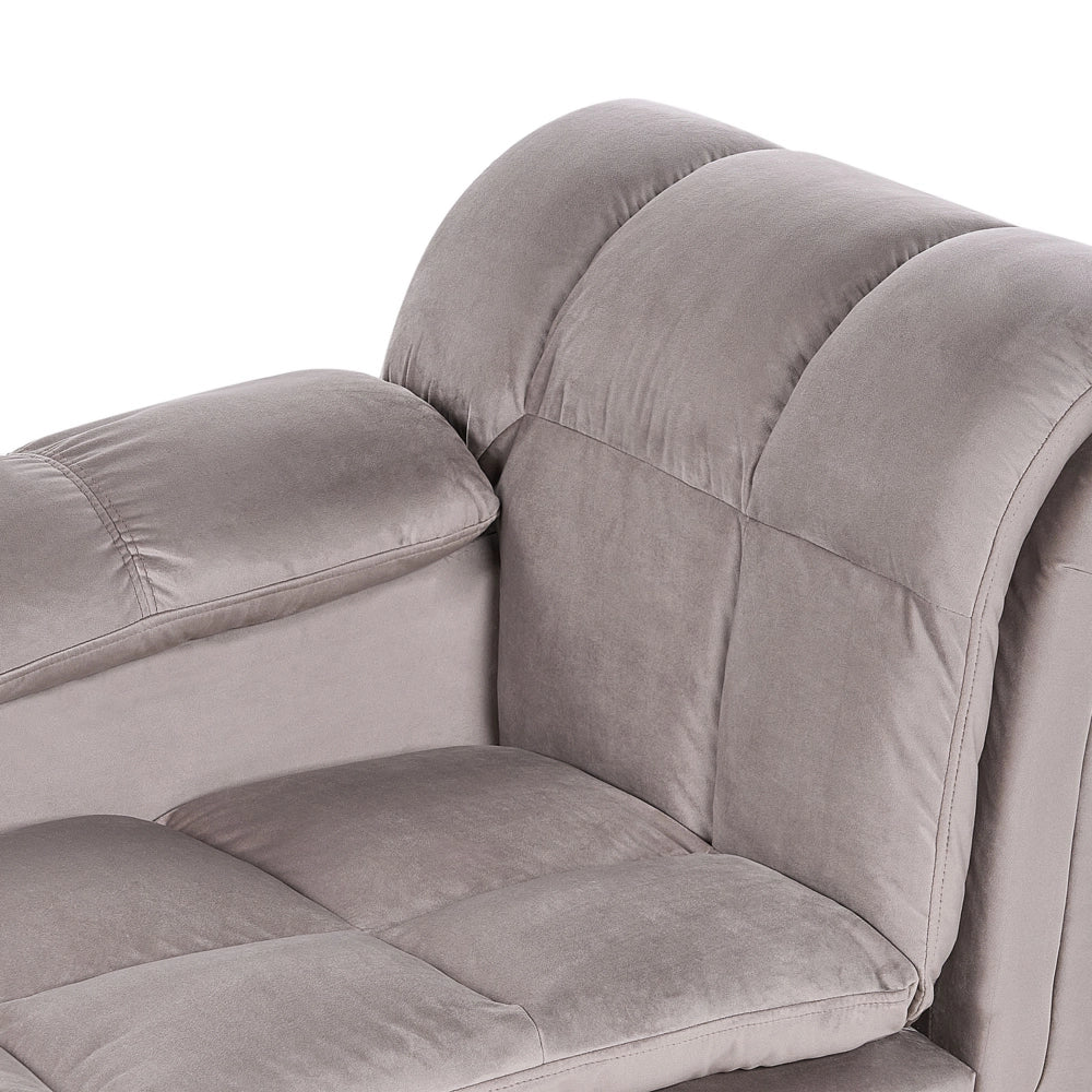 Chaise longue Taupe Rivestimento in Poliestere Destra Imbottitura Biscuit Gambe Nere Design Moderno