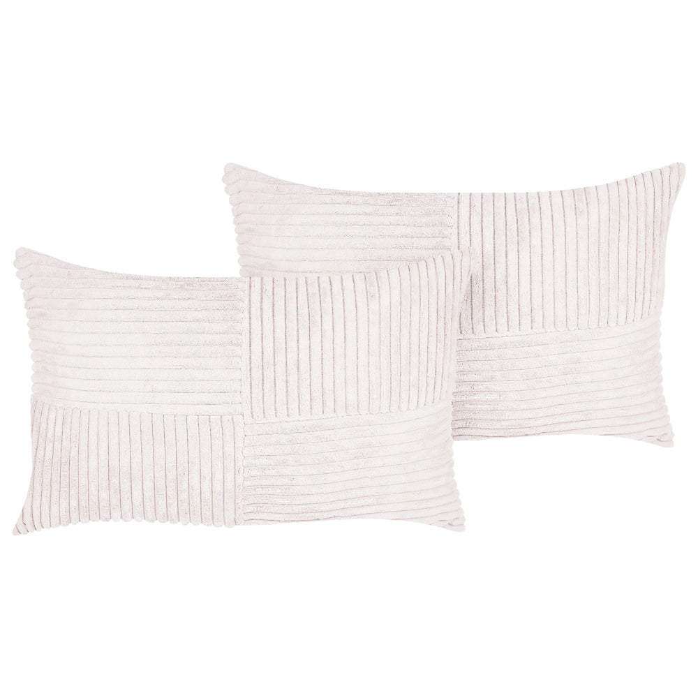 Set di 2 cuscini da lancio Cuscini decorativi in velluto a coste 50 x 30 cm bianco sporco