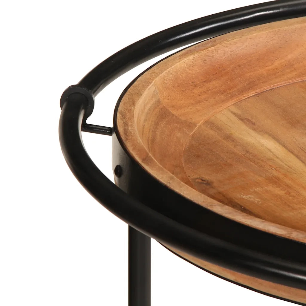 Tavolino Ã˜55x60 cm in Legno Massello di Acacia