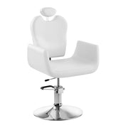 Poltrona professionale per parrucchiere con base in acciaio altezza regolabile bianca 14_0001621