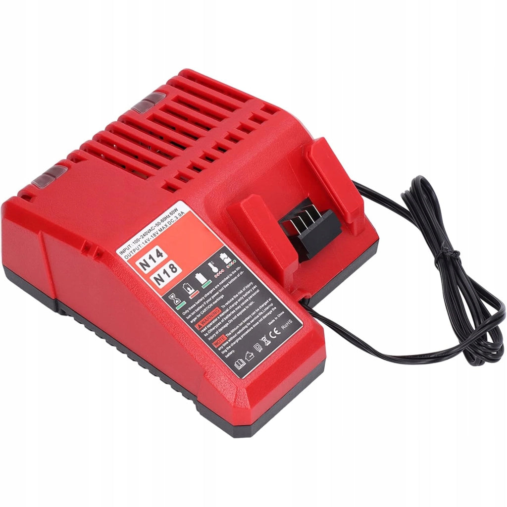 Caricabatterie di Ricambio VoltPlus M12-18FC – Compatibile con Milwaukee M14, M18 | 12V–18V, 3A