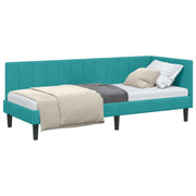 Letto singolo | Letto per adulti | Cornice del letto ad angolo Turchese 80 cm x 200 cm Velluto