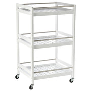 Carrello da Cucina Portavivande in Legno con 3 Ripiani e Ruote, 45x38x78cm, Bianco